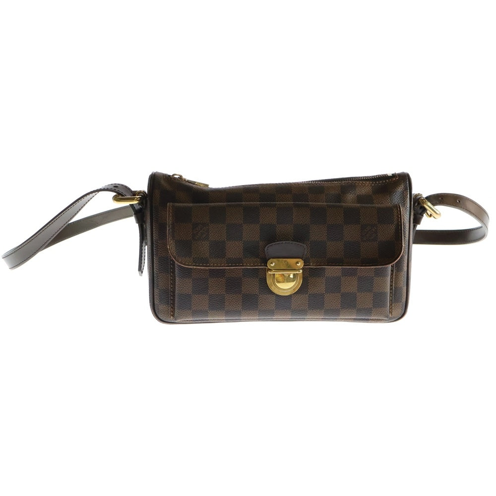 LOUIS VUITTON(ルイヴィトン) ラヴェッロ GM ダミエ エベヌ PVC レザー ショルダーバッグ ゴールド金具 ブラウン N60006
