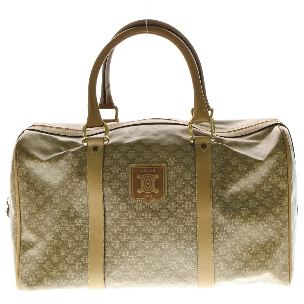 CELINE(セリーヌ) マカダム柄 トリオンフロゴ ハンド ボストンバッグ ベージュ/ブラウン