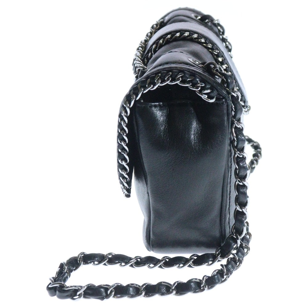 CHANEL(シャネル) ラグジュアリーライン ココマーク ラムスキン レザー チェーン ショルダーバッグ シルバー金具 ブラック 11番台