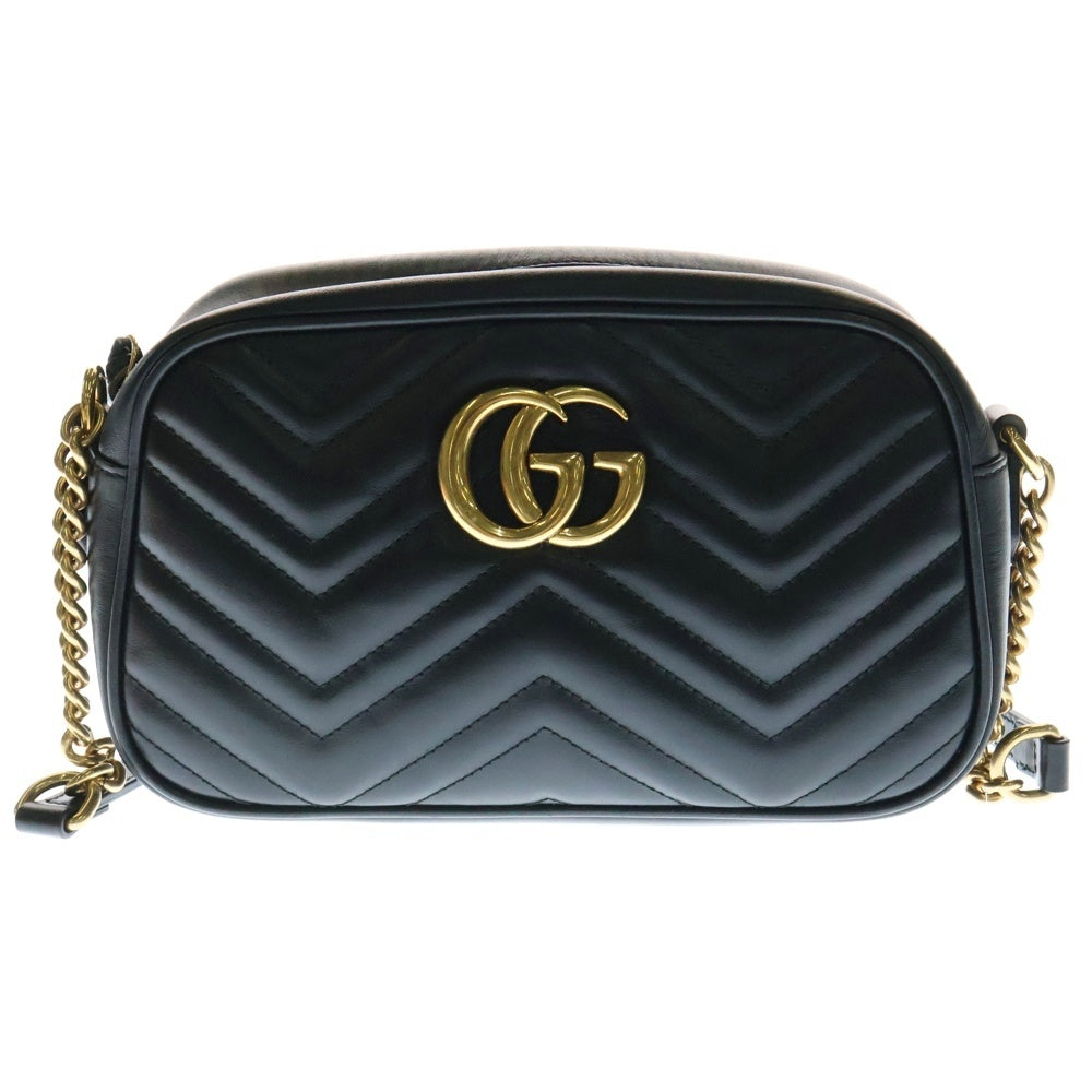 GUCCI(グッチ) GGマーモント キルティング スモール チェーンショルダーバッグ ブラック レザー レディース