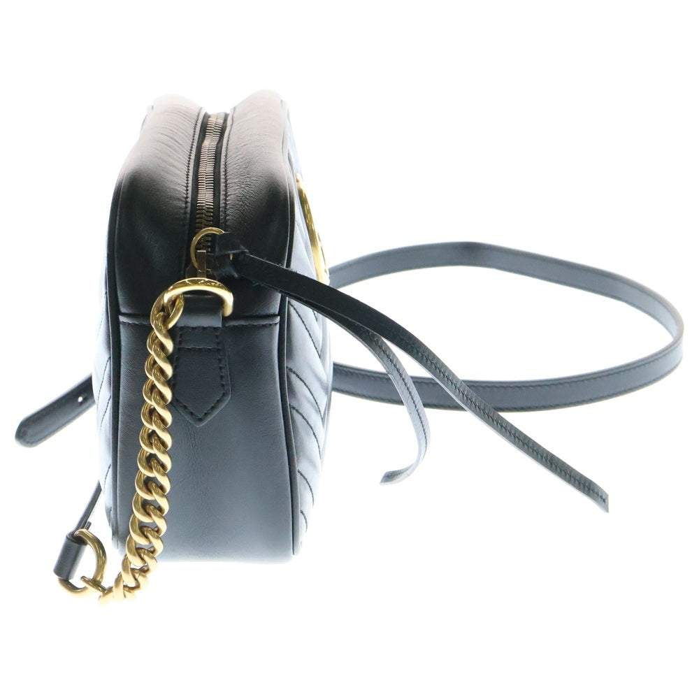 GUCCI(グッチ) GGマーモント キルティング スモール チェーンショルダーバッグ ブラック レザー レディース