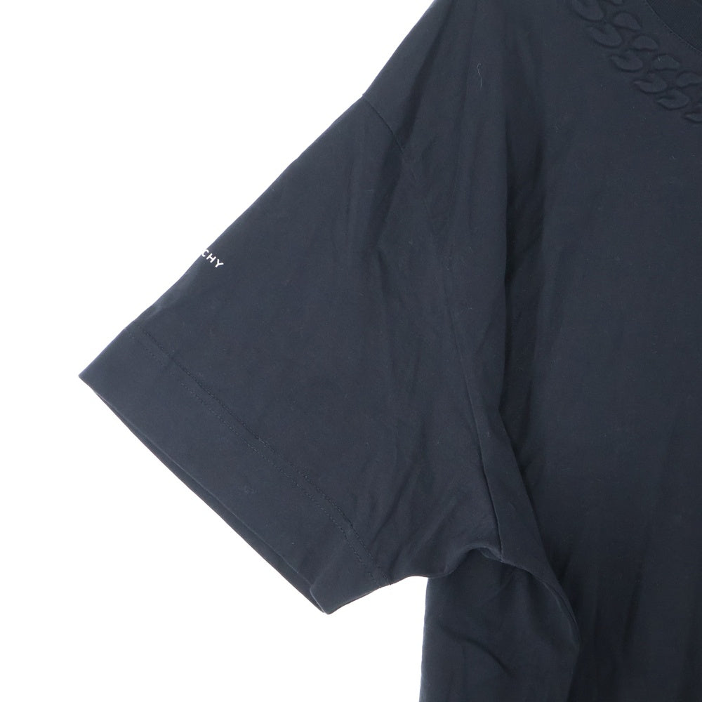 GIVENCHY(ジバンシィ) 21SS エンボス チェーン グラフィック 袖ロゴプリント 半袖Tシャツ カットソー ブラック BM712P3Y6B