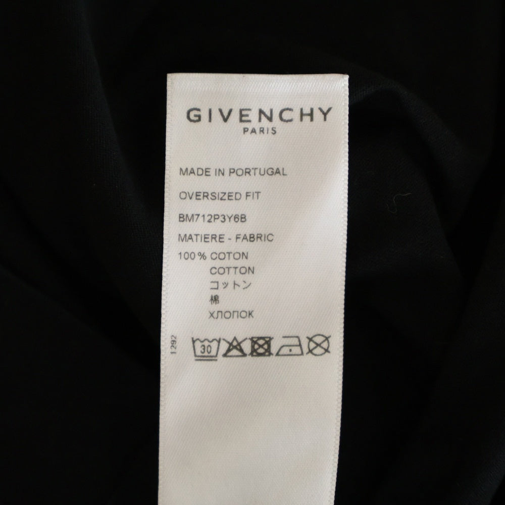 GIVENCHY(ジバンシィ) 21SS エンボス チェーン グラフィック 袖ロゴプリント 半袖Tシャツ カットソー ブラック BM712P3Y6B
