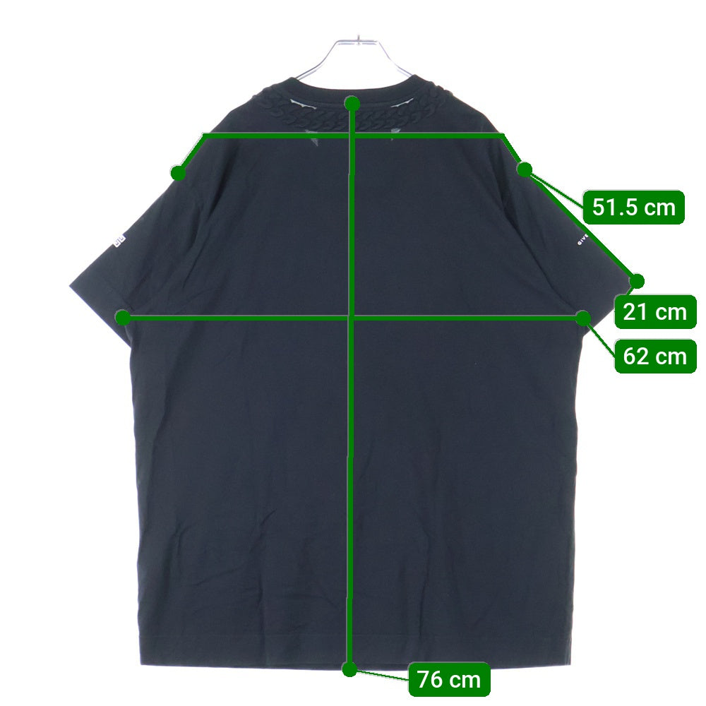 GIVENCHY(ジバンシィ) 21SS エンボス チェーン グラフィック 袖ロゴプリント 半袖Tシャツ カットソー ブラック BM712P3Y6B