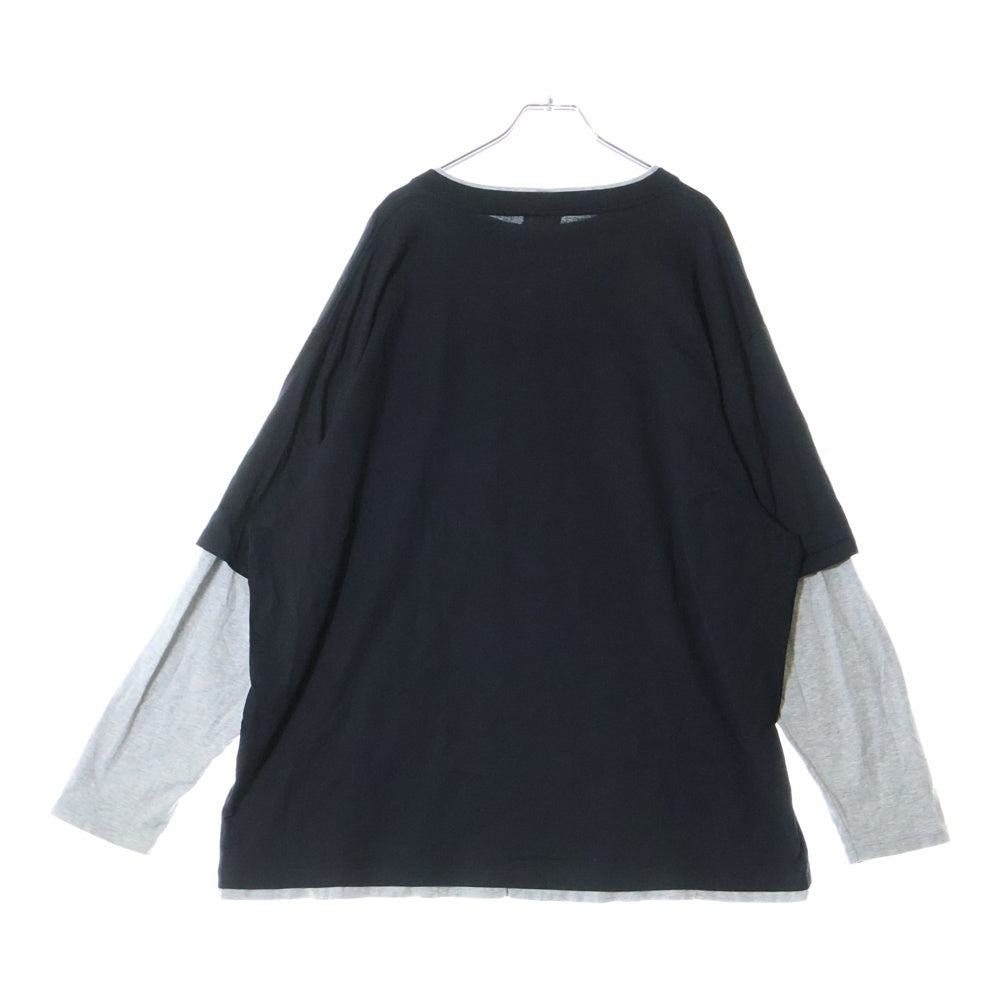 CELINE(セリーヌ) 23SS エディ期 16 Skater Tee レイヤードデザイン ナンバリングロゴプリント ロングスリーブ 長袖Tシャツ カットソー ブラック/グレー 2X87E671Q