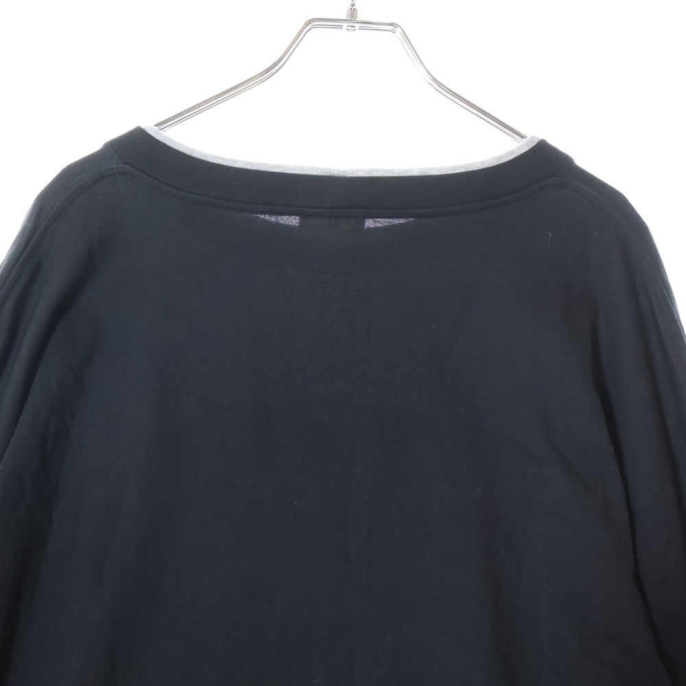 CELINE(セリーヌ) 23SS エディ期 16 Skater Tee レイヤードデザイン ナンバリングロゴプリント ロングスリーブ 長袖Tシャツ カットソー ブラック/グレー 2X87E671Q