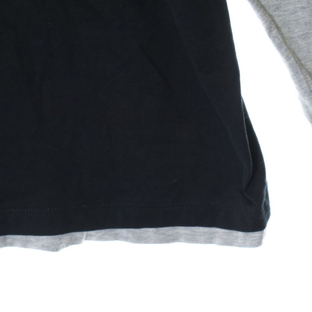 CELINE(セリーヌ) 23SS エディ期 16 Skater Tee レイヤードデザイン ナンバリングロゴプリント ロングスリーブ 長袖Tシャツ カットソー ブラック/グレー 2X87E671Q
