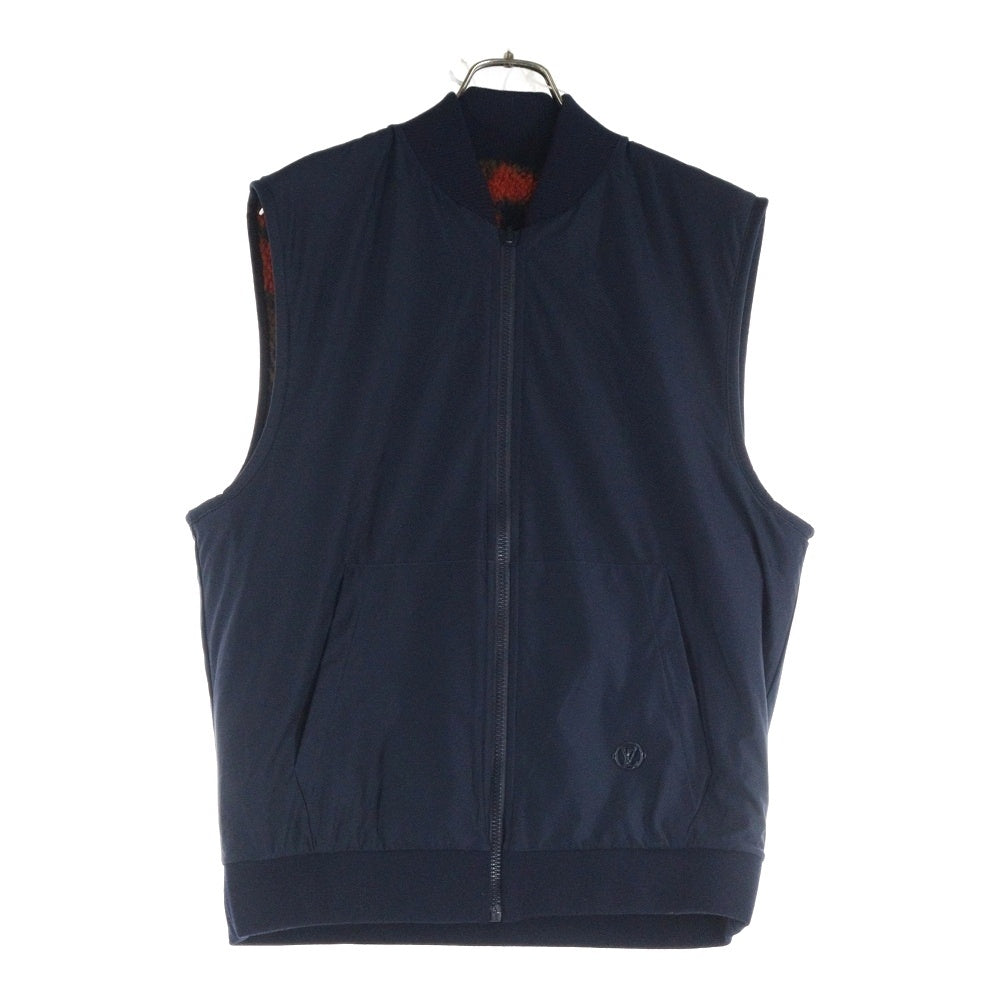 LOUIS VUITTON(ルイヴィトン) 24SS リバーシブル モノグラムロゴ カモフラ 迷彩柄 ボア ジップアップ ノースリーブジャケット ベスト ネイビー/オレンジ RM241M DFX HQY21W