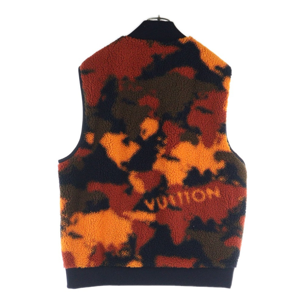 LOUIS VUITTON(ルイヴィトン) 24SS リバーシブル モノグラムロゴ カモフラ 迷彩柄 ボア ジップアップ ノースリーブジャケット ベスト ネイビー/オレンジ RM241M DFX HQY21W