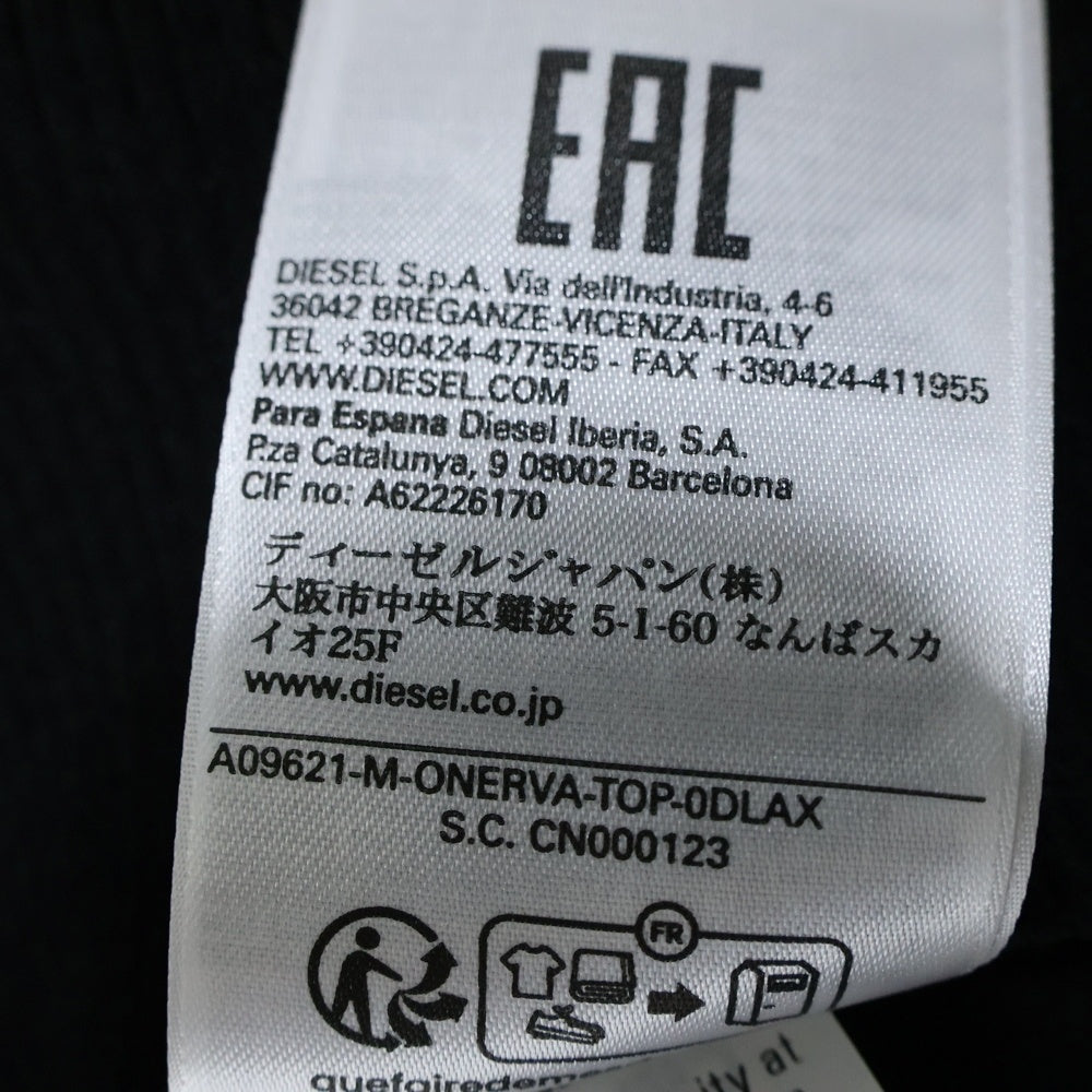 DIESEL(ディーゼル) M-ONERVA-TOP オーバルDメタルロゴプレート クルーネック ノースリーブ リブニット タンクトップ セーター ブラック レディース 0DLAX