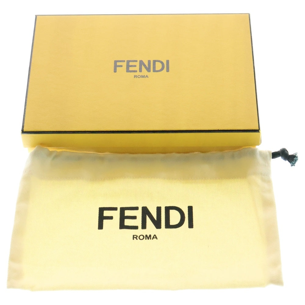 FENDI(フェンディ) ロゴ 二つ折り長財布 ロングウォレット カードケース ピンク レザー ゴールド金具 8M0251