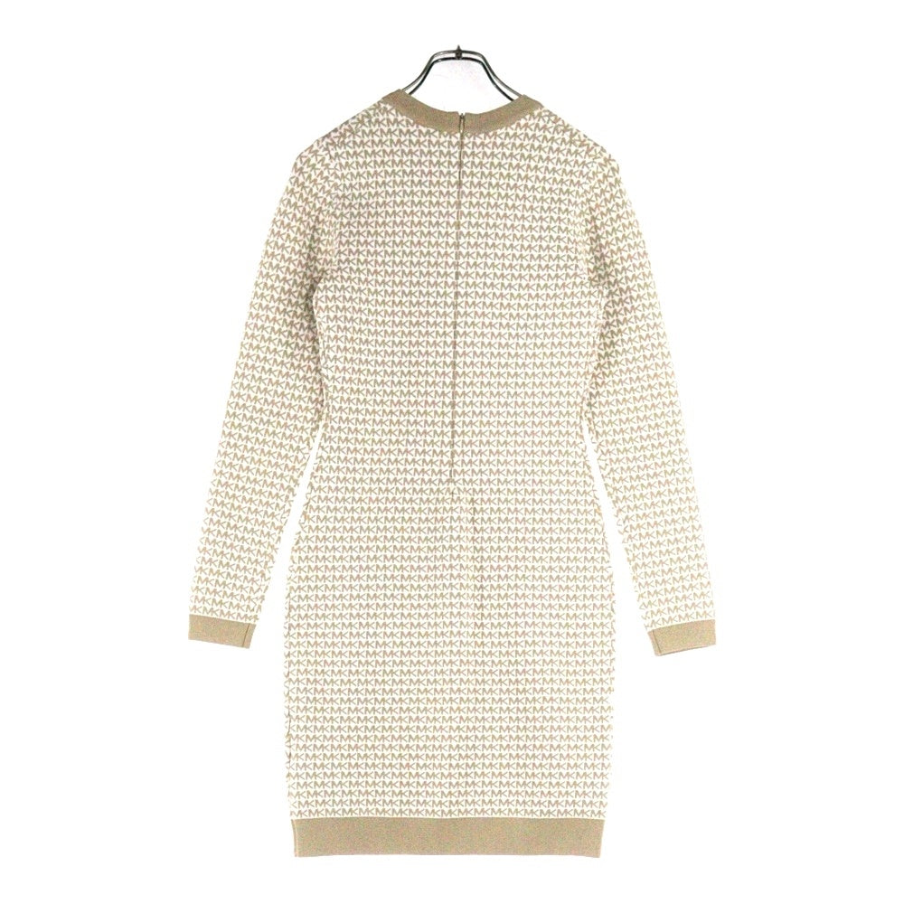 MICHAEL KORS(マイケルコース) MKモノグラム総柄 長袖ニットワンピース ベージュ レディース JH180X84GH
