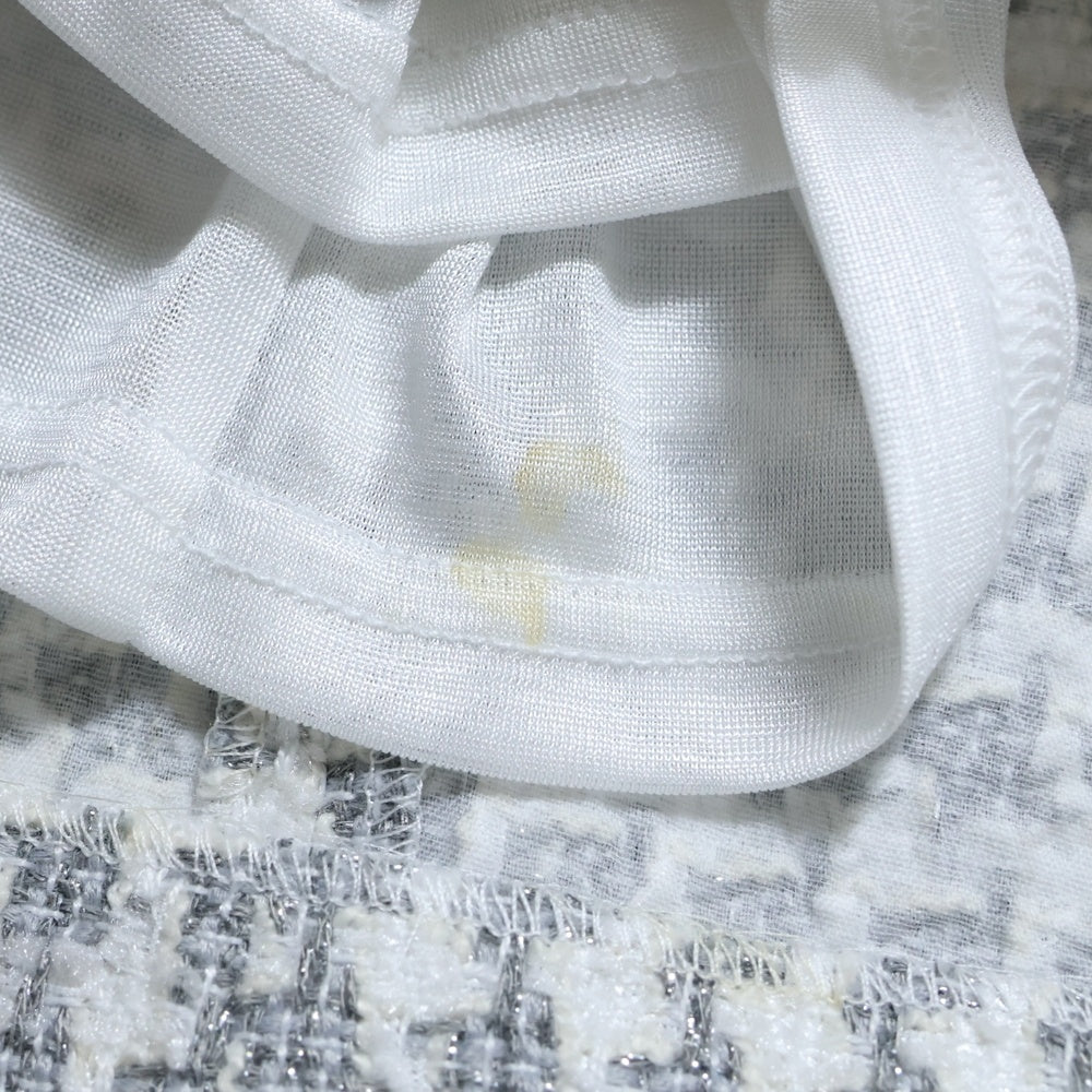 snidel(スナイデル) チェック総柄 ラメ ツイード ノースリーブ ミニ ジャンパースカート ワンピース シルバー/ホワイト レディース