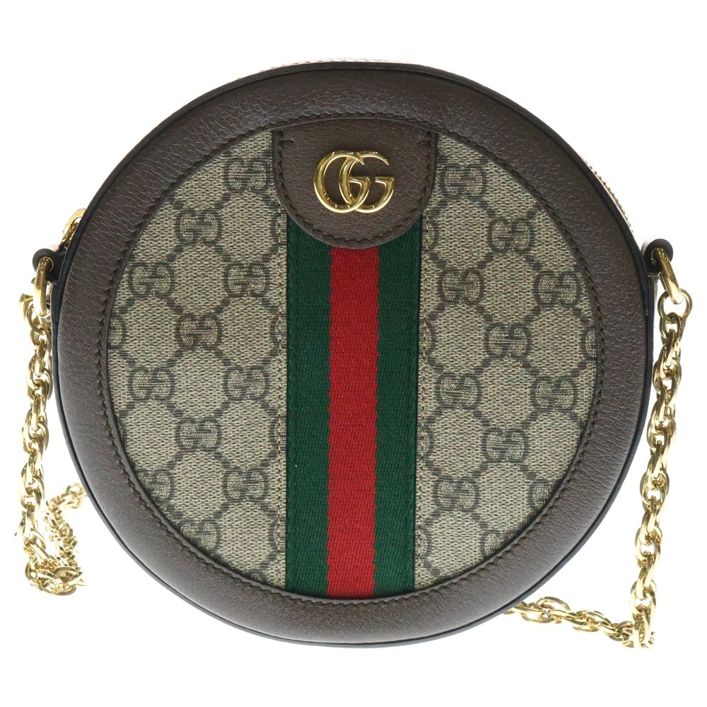 GUCCI(グッチ) オフディア GGスプリーム チェーンレザーショルダーバッグ ブラウン レディース 550618