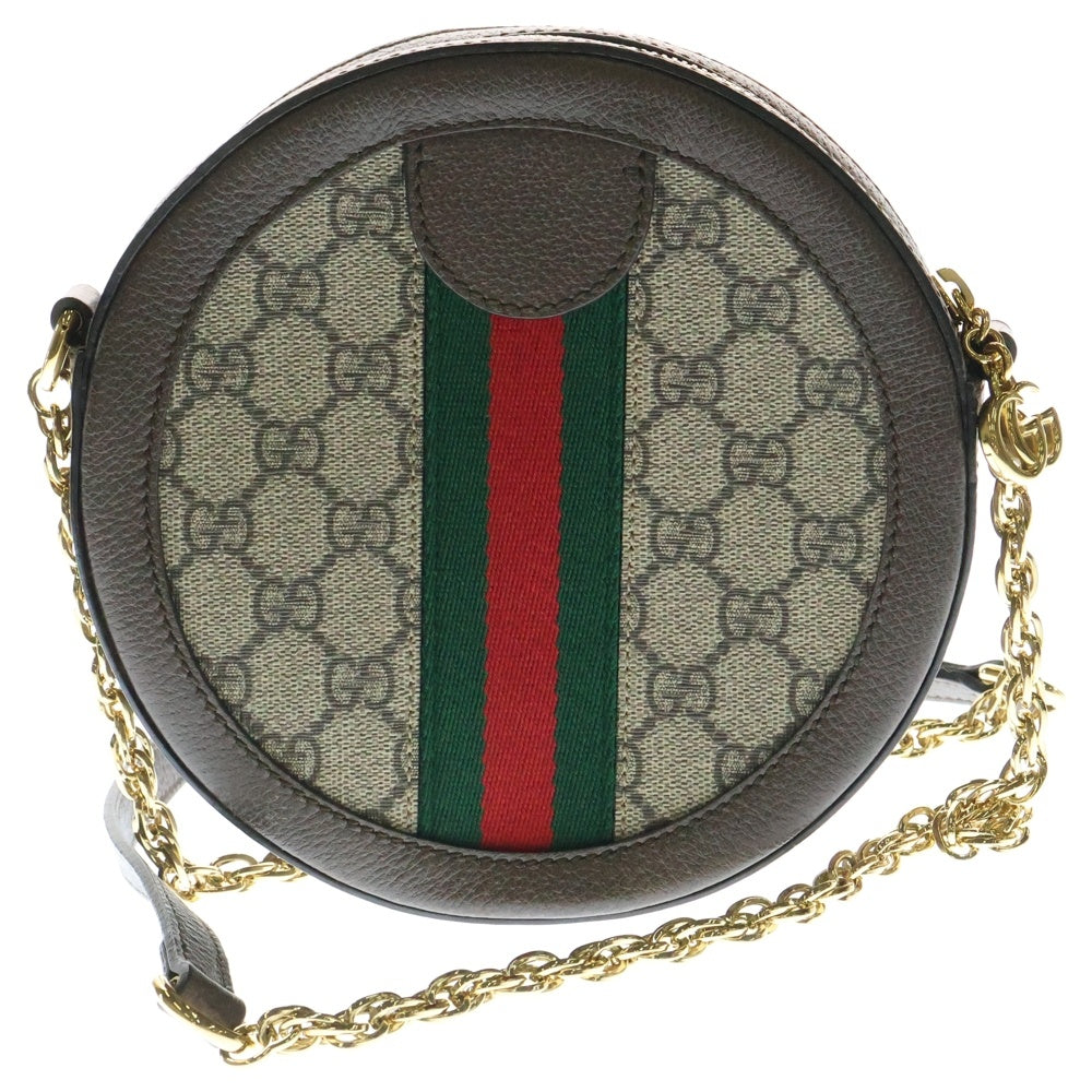 GUCCI(グッチ) オフディア GGスプリーム チェーンレザーショルダーバッグ ブラウン レディース 550618