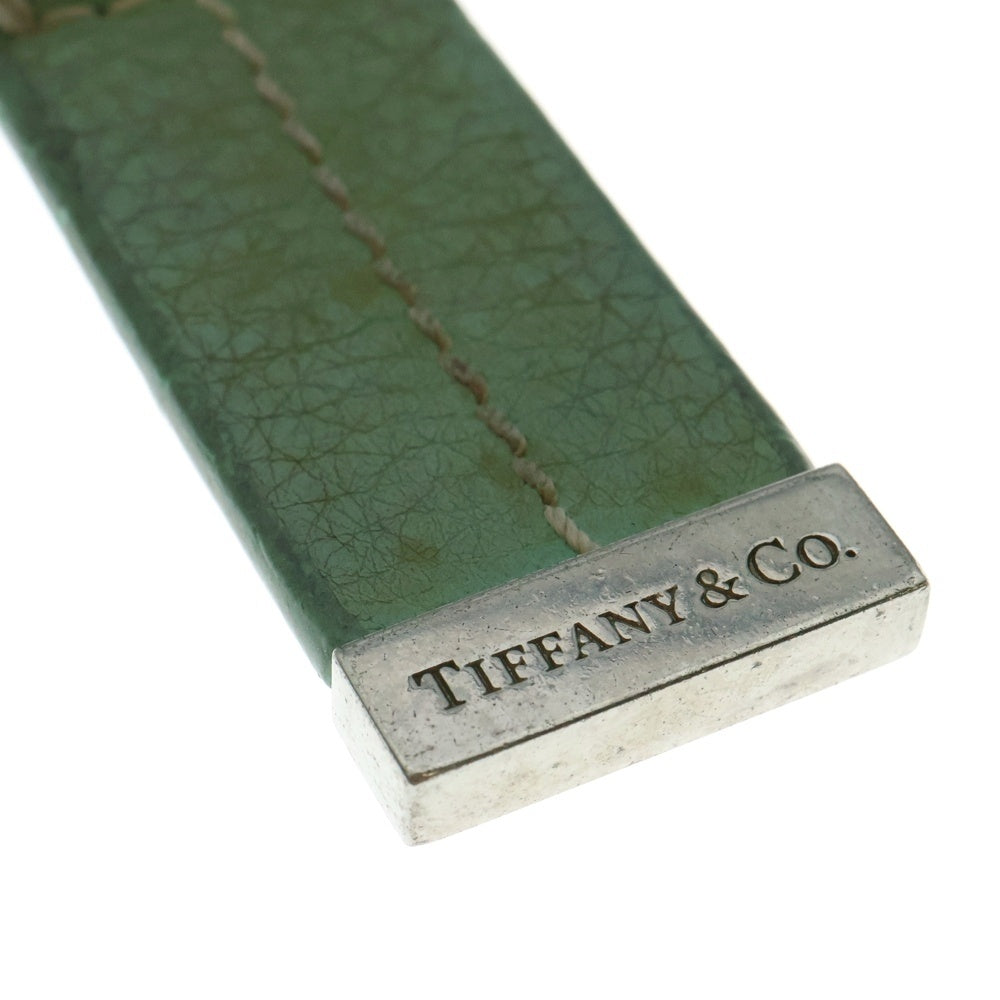 TIFFANY&Co(ティファニー) ロゴ刻印 レザーキーリング ティファニーブルー