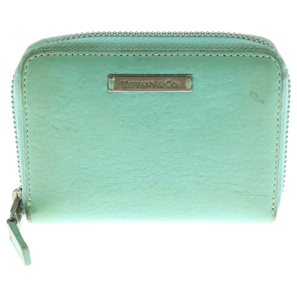 TIFFANY&Co(ティファニー) ロゴ刻印 レザーラウンドジップウォレット 財布