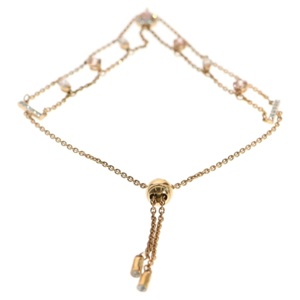 SWAROVSKI(スワロフスキー) ハートクリスタル ストーン ダブルチェーン ブレスレット ゴールド/ピンク レディース