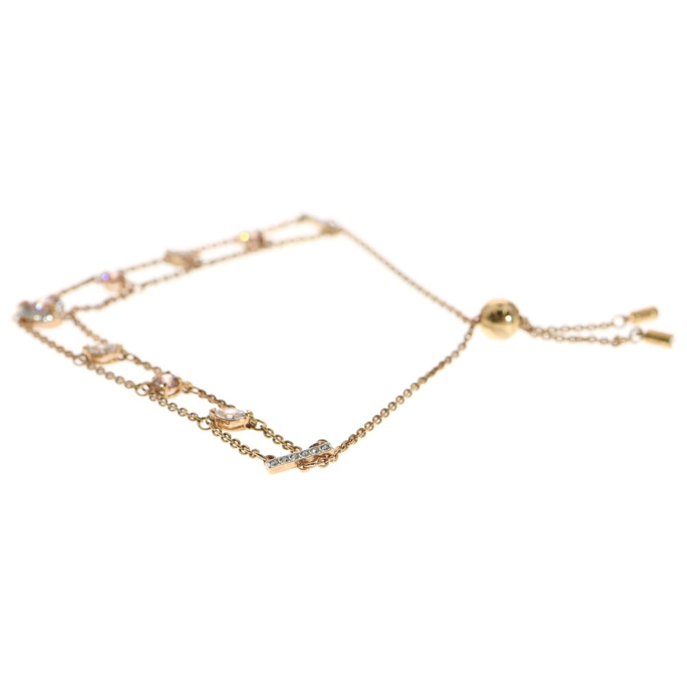 SWAROVSKI(スワロフスキー) ハートクリスタル ストーン ダブルチェーン ブレスレット ゴールド/ピンク レディース