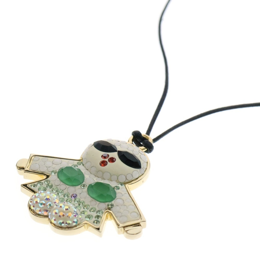 SWAROVSKI(スワロフスキー) 人形 モチーフ ラインストーン パヴェクリスタル ペンダント ネックレス ゴールド/ホワイト