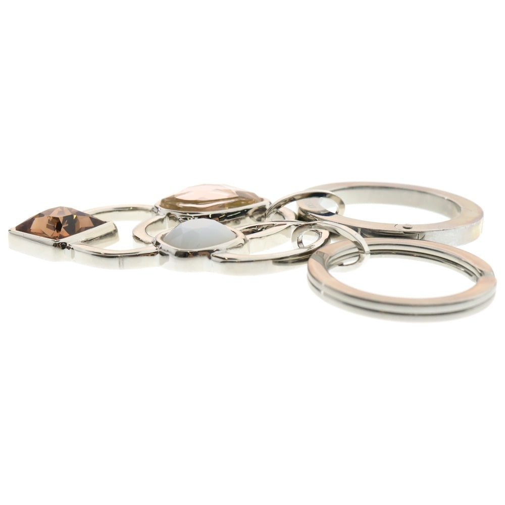 SWAROVSKI(スワロフスキー) クリスタル カラビナ キーリング シルバー/ブラウン レディース