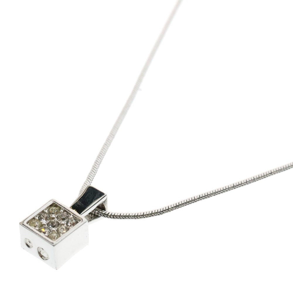 SWAROVSKI(スワロフスキー) パフュームボトル スクエア ラインストーン パヴェクリスタル チェーンネックレス シルバー