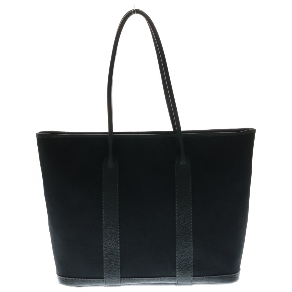 HERMES(エルメス) ガーデンジップMM トワルオフィシエ ネコンダ レザー切替キャンパストートバッグ ブラック □M刻印