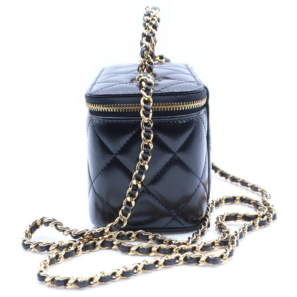 CHANEL(シャネル) マトラッセ チェーン バニティバッグ ハンドバッグ ショルダーバッグ ブラック ラムスキン ゴールド金具