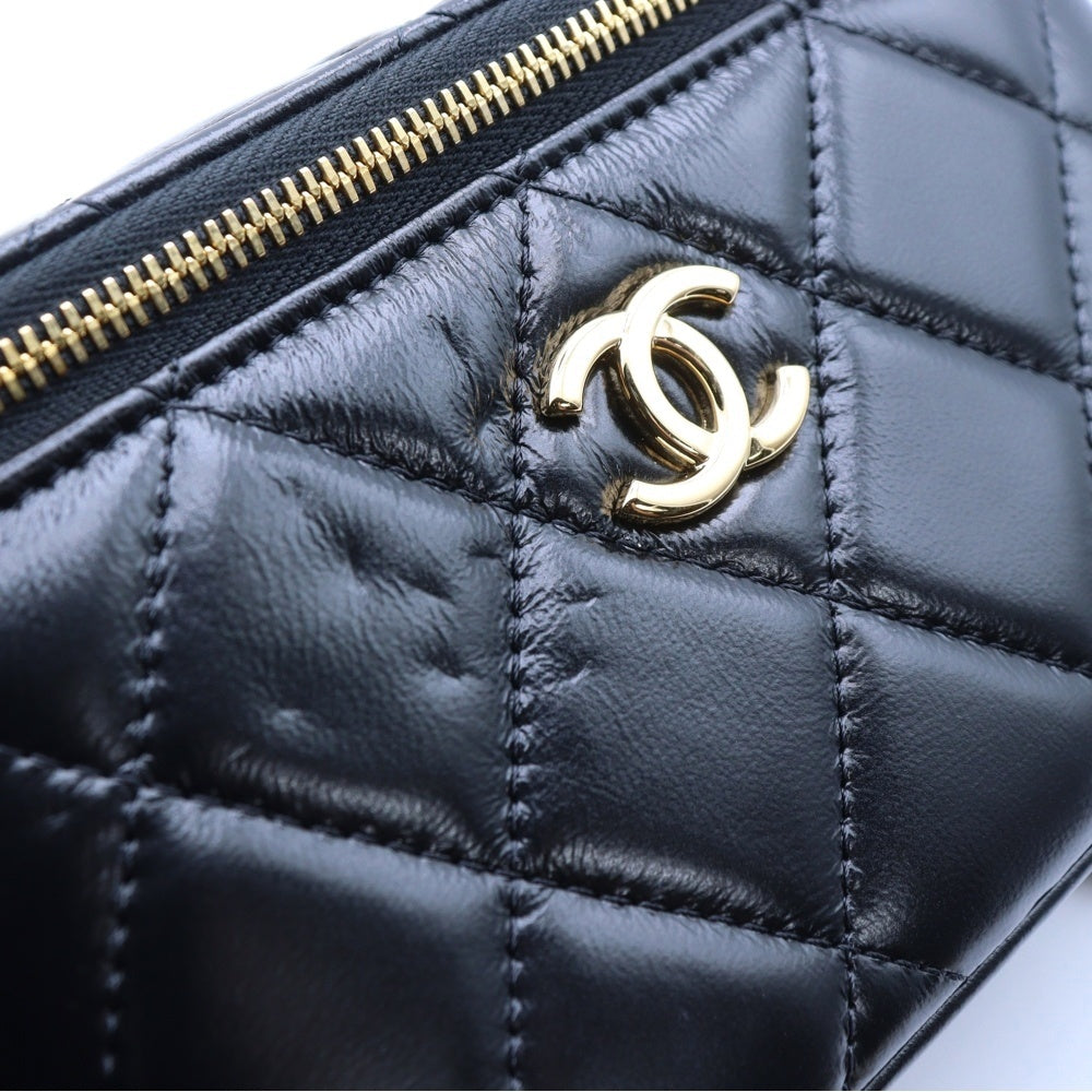 CHANEL(シャネル) マトラッセ チェーン バニティバッグ ハンドバッグ ショルダーバッグ ブラック ラムスキン ゴールド金具