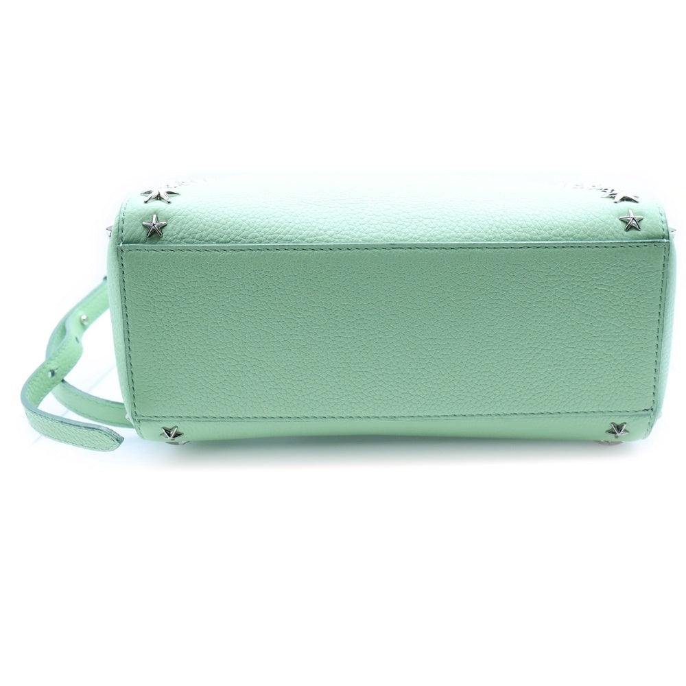 JIMMY CHOO(ジミーチュウ) スタースタッズ 2WAYハンドバック ショルダーバッグ ライトグリーン シルバー金具 レザー レディース