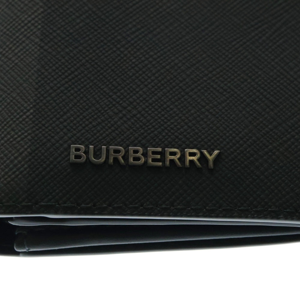 BURBERRY(バーバリー) ロゴプレート チェック総柄 レザー ロングウォレット 二つ折り 長財布 ブラック 8064598