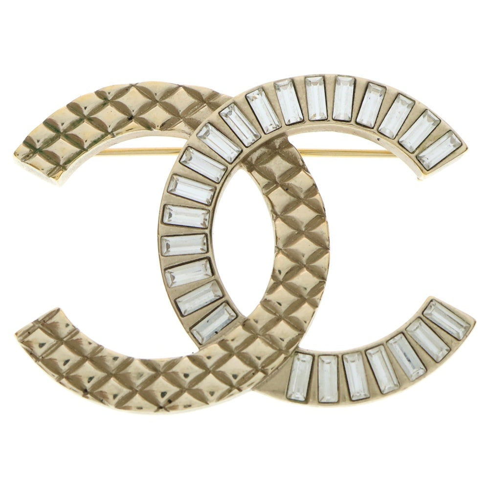 CHANEL(シャネル) ココマーク ラインストーン ブローチ バッジ ゴールド GP B18C