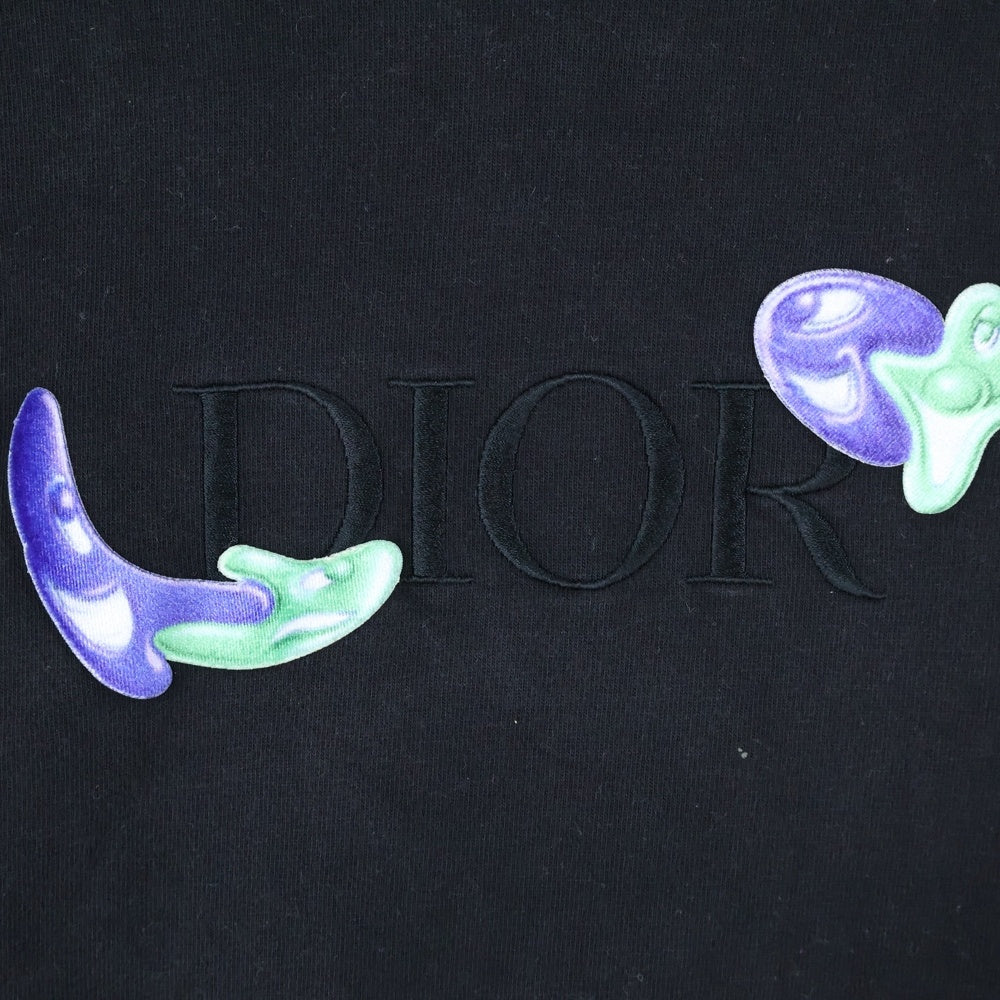 Christian Dior(クリスチャンディオール) ×Kenny Scharf Oversized Tee 193J685D0554 ケニー シャーフ ロゴ刺繍 オーバーサイズ クルーネック半袖Tシャツカットソー ブラック