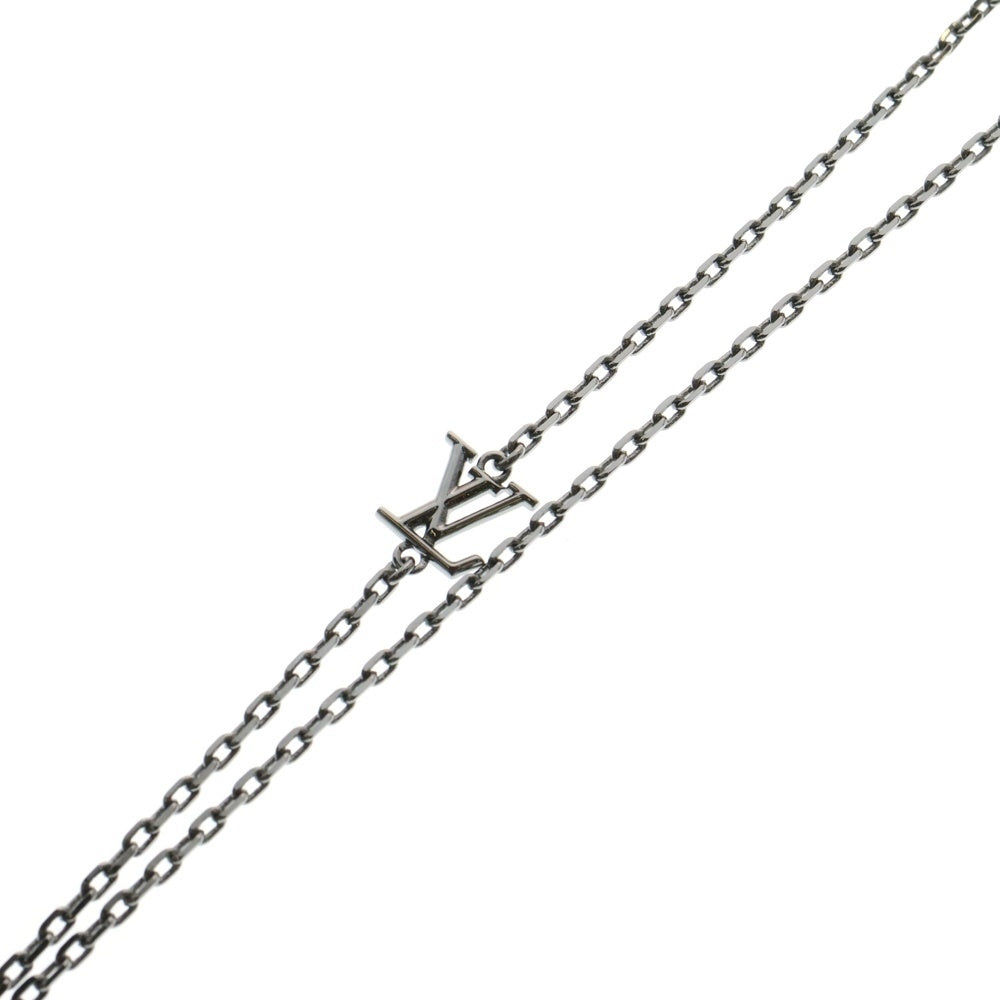 LOUIS VUITTON(ルイヴィトン) モノグラム ペンダント・フラワー ロケット ネックレス ブルー シルバー ガンメタ金具 M01047