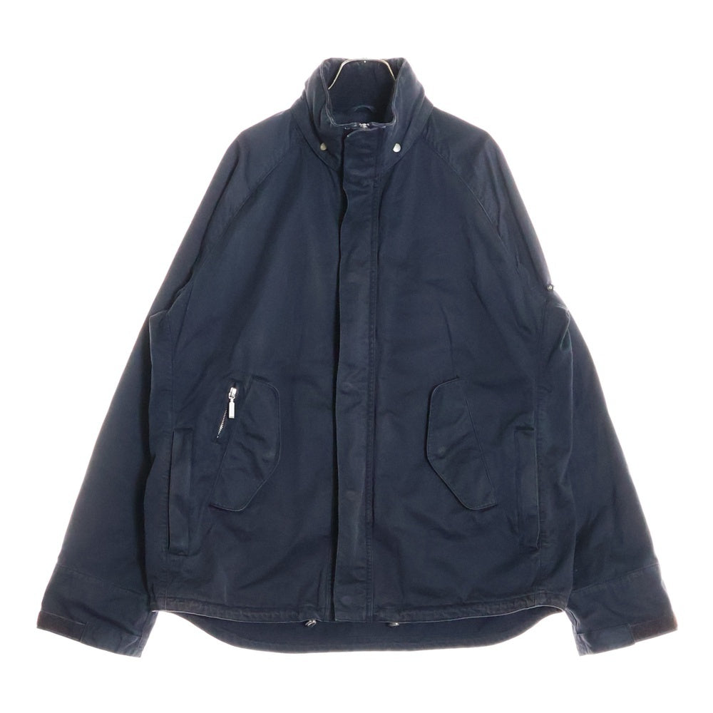 Barbour(バブアー) 襟コーデュロイ レザーロゴプレート ラグランスリーブ ジップアップ コットン ジャケット ネイビー 2101103