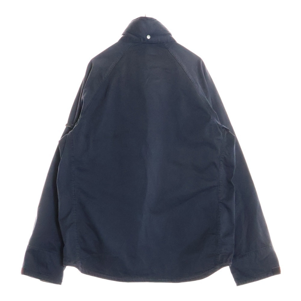 Barbour(バブアー) 襟コーデュロイ レザーロゴプレート ラグランスリーブ ジップアップ コットン ジャケット ネイビー 2101103