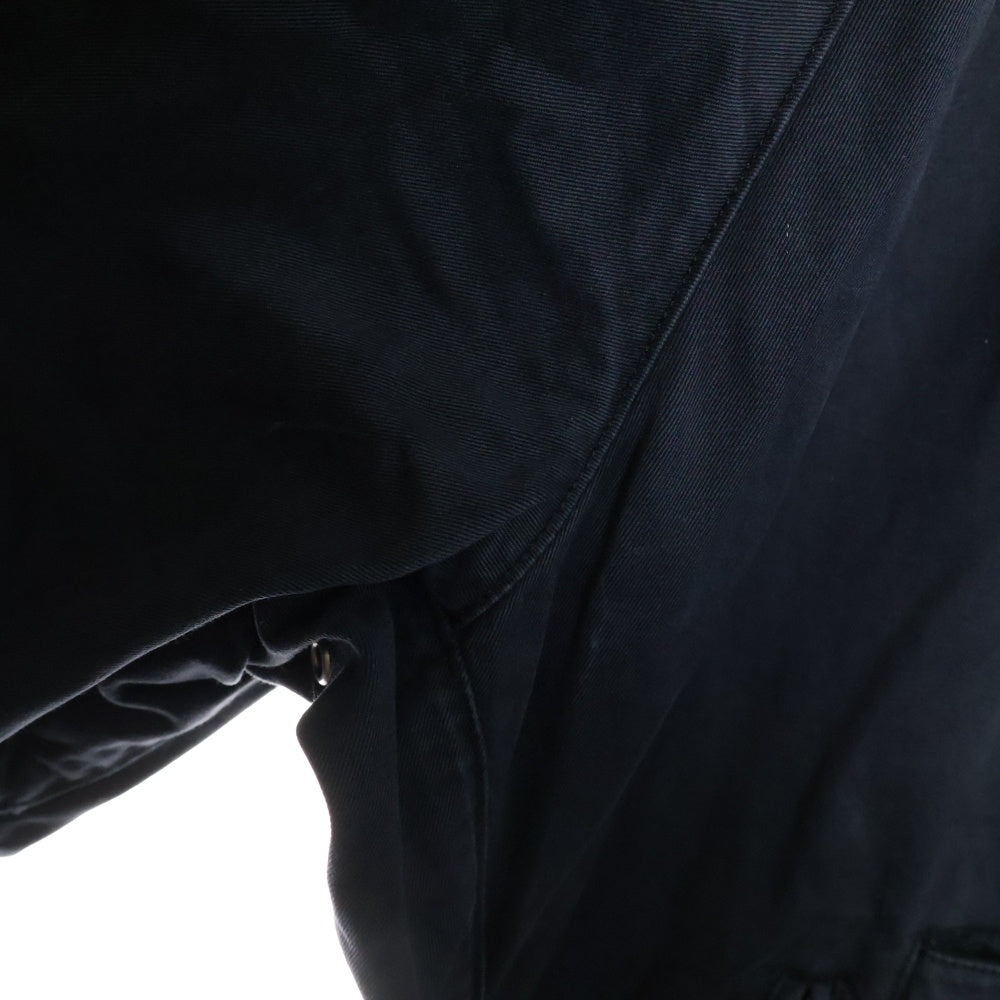 Barbour(バブアー) 襟コーデュロイ レザーロゴプレート ラグランスリーブ ジップアップ コットン ジャケット ネイビー 2101103