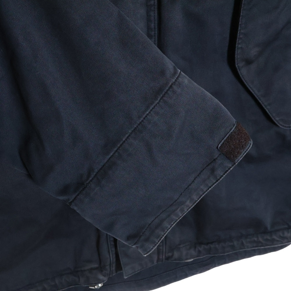 Barbour(バブアー) 襟コーデュロイ レザーロゴプレート ラグランスリーブ ジップアップ コットン ジャケット ネイビー 2101103