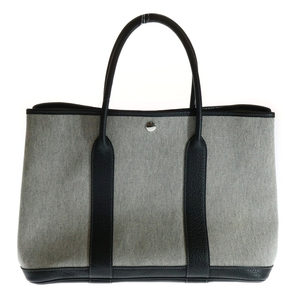 HERMES(エルメス) ガーデンパーティPM キャンバス レザー ハンド トートバッグ トワルアッシュ ネゴンダ ブラック/グレー □O刻印