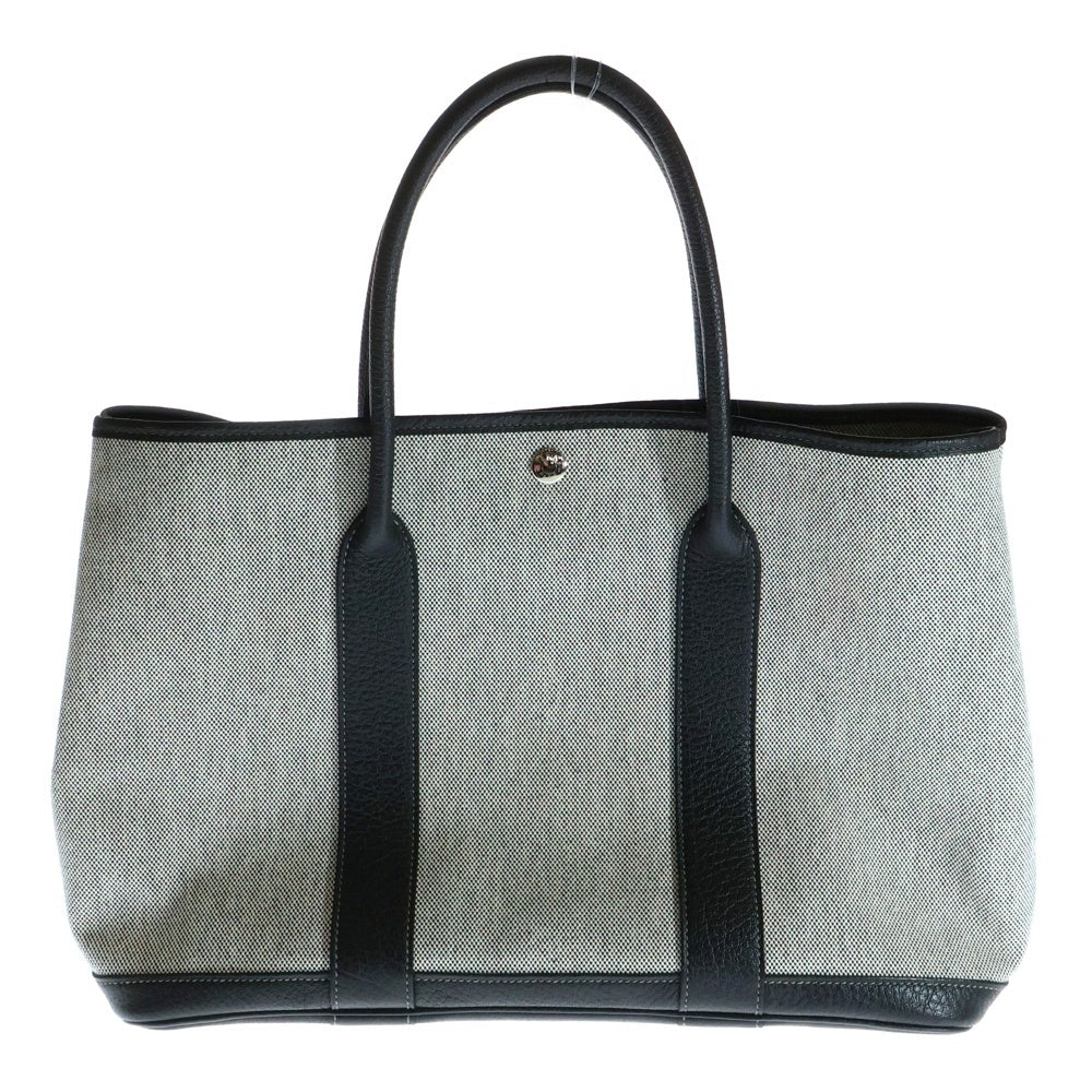 HERMES(エルメス) ガーデンパーティPM キャンバス レザー ハンド トートバッグ トワルアッシュ ネゴンダ ブラック/グレー □O刻印