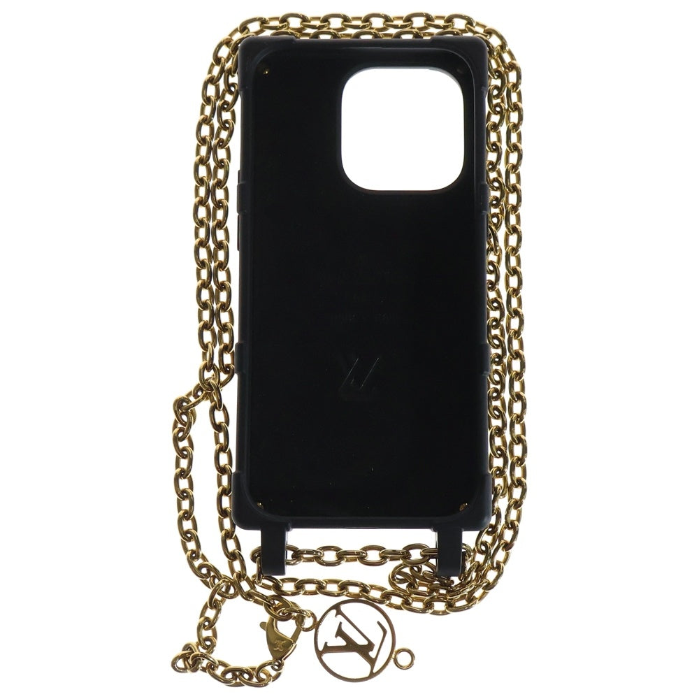 LOUIS VUITTON(ルイヴィトン) リ・トランク モノグラム iPhone14Pro スマートフォンケース チェーン ショルダー ゴールド金具 ブラック M81997