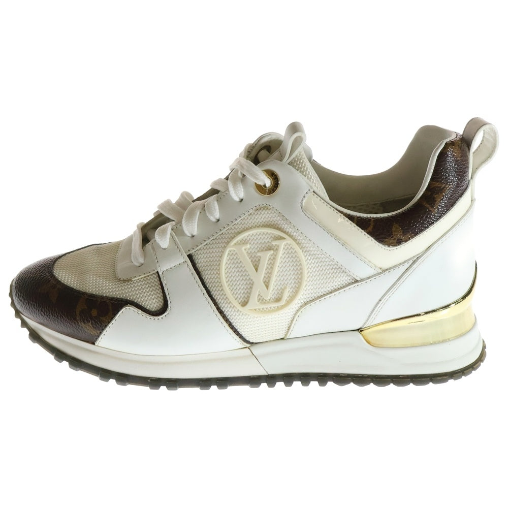 LOUIS VUITTON(ルイヴィトン) ランアウェイ ライン モノグラム ラバーロゴ PVC レザー レースアップ ローカットシューズ スニーカー ホワイト/ブラウン レディース 1A3CW4