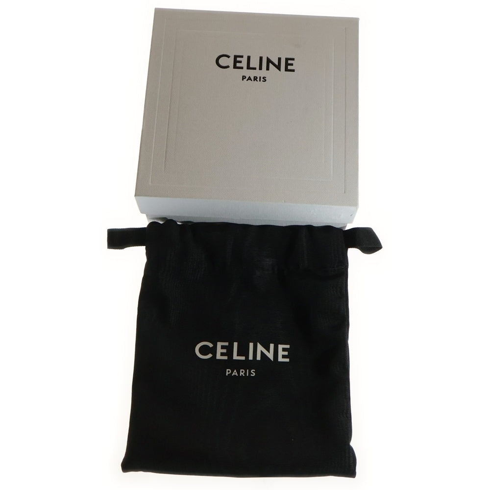 CELINE(セリーヌ) トリオンフ ロゴプレート スモールフラップ レザー コンパクトウォレット 三つ折り財布 ゴールド金具 ブラック