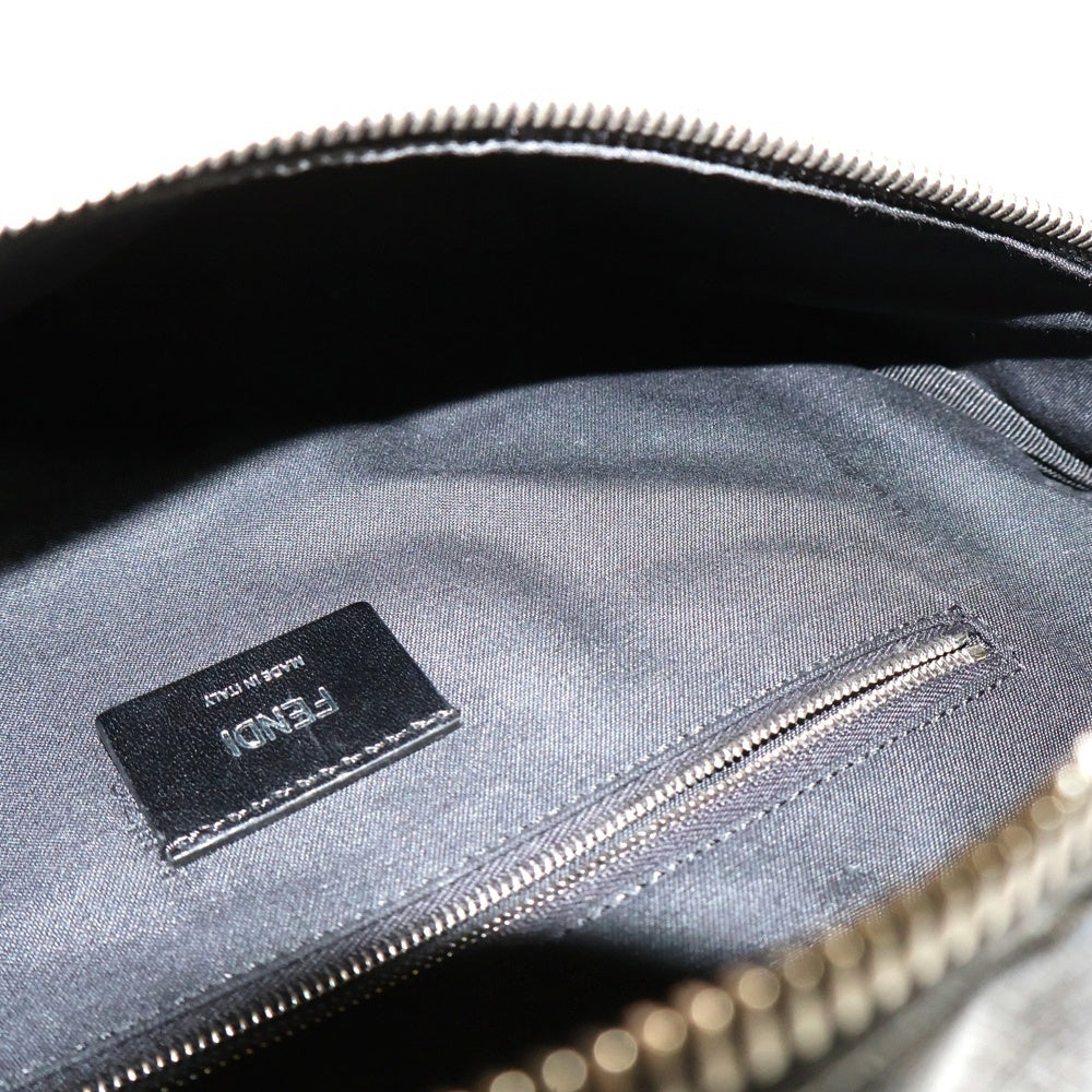 FENDI(フェンディ) ダイアゴナル ズッカ柄 PVC レザー ショルダー ベルト ボディバッグ シルバー金具 ブラック/イエロー 7VA434