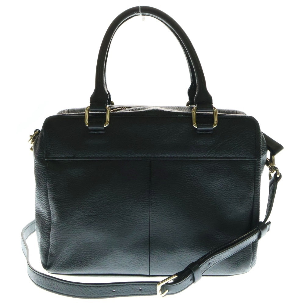 Kate Spade(ケイトスペード) ロゴプレート リボン レザー 2WAY ハンド ショルダーバッグ ゴールド金具 ブラック レディース 〇