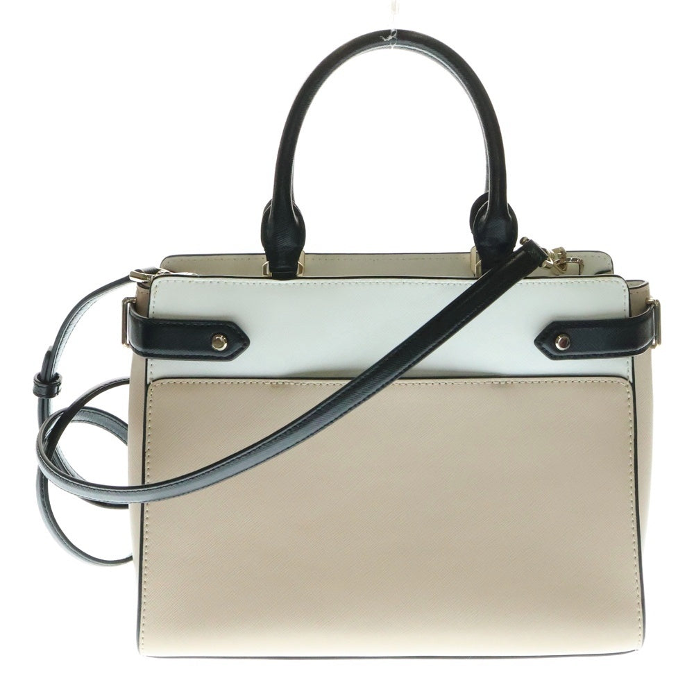 Kate Spade(ケイトスペード) ロゴプレート PVC 2WAY ハンド ショルダーバッグ ゴールド金具 ピンク/ホワイト レディース 〇