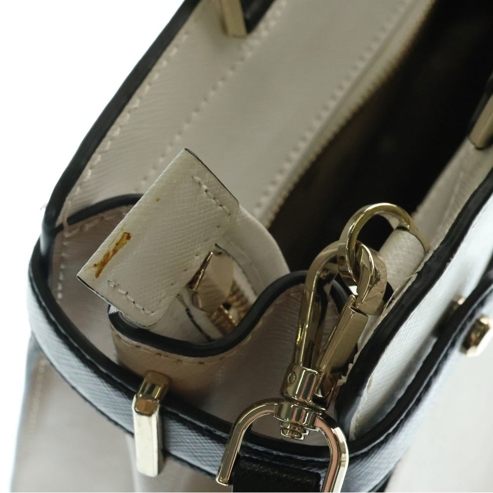 Kate Spade(ケイトスペード) ロゴプレート PVC 2WAY ハンド ショルダーバッグ ゴールド金具 ピンク/ホワイト レディース 〇