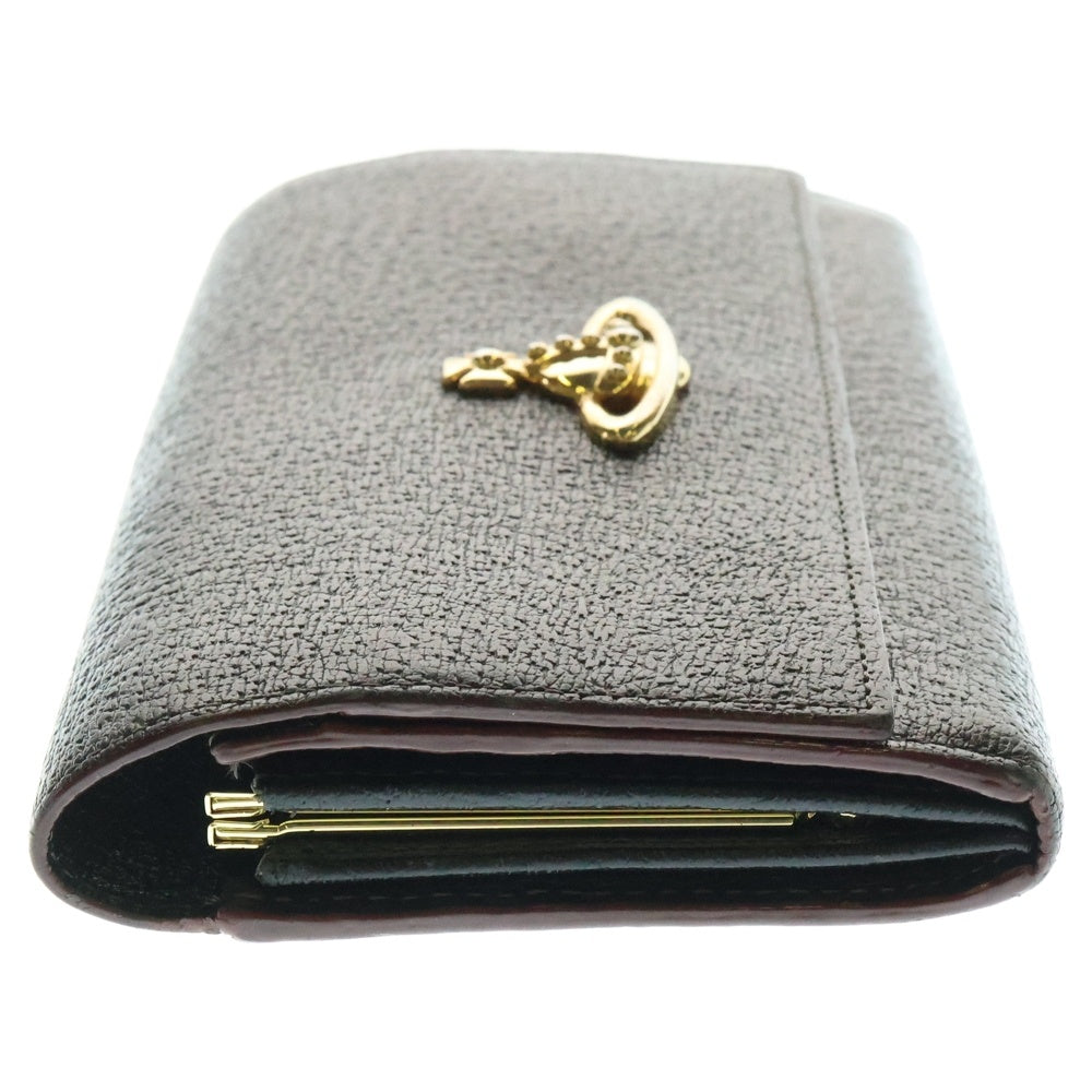 Vivienne Westwood(ヴィヴィアンウエストウッド) オーブロゴプレート レザー ロングウォレット 長財布 ゴールド金具 ブラック