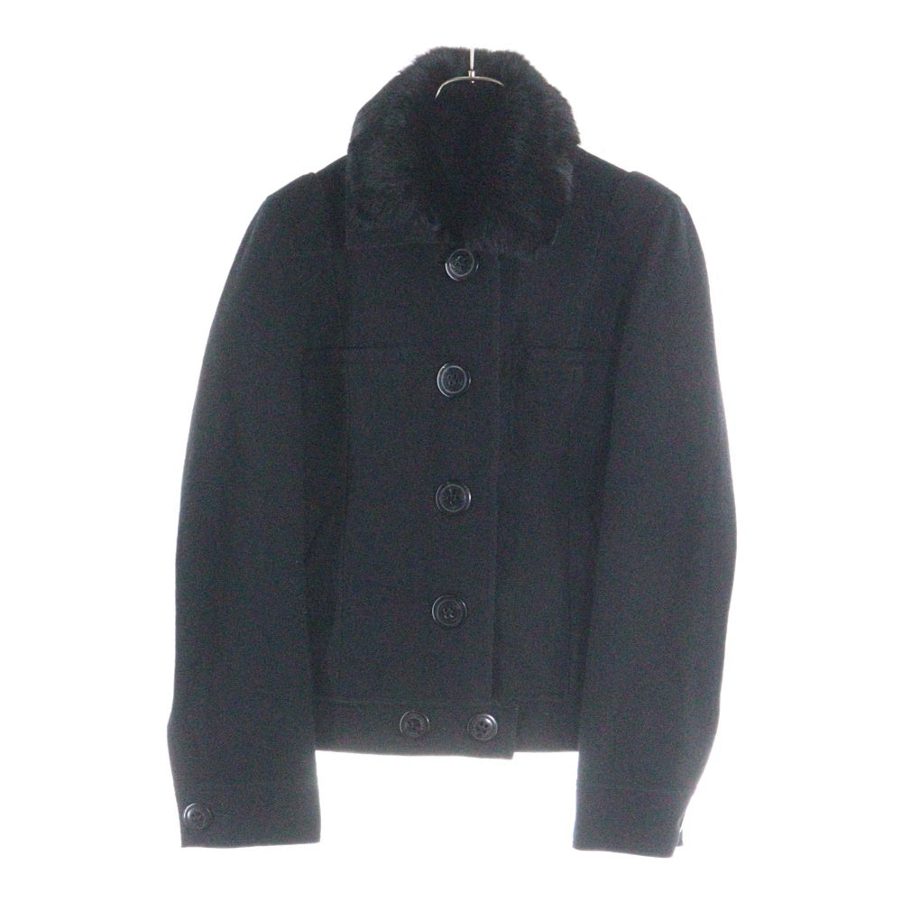 BURBERRY BLUE LABEL(バーバリーブルーレーベル) デタッチャブル ファー 襟 ウール ショートジャケット ブルゾン ブラック レディース FLF37-582-15