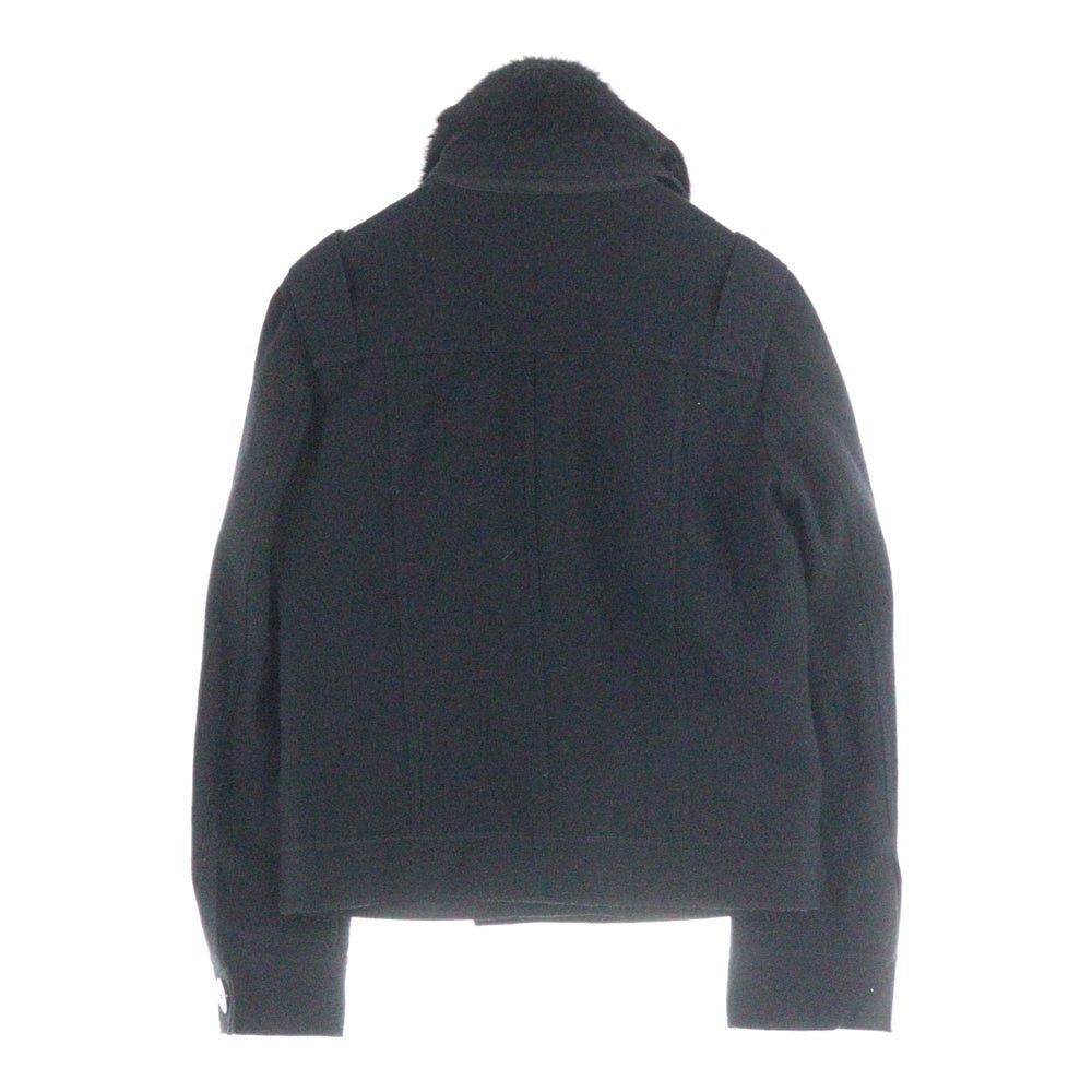 BURBERRY BLUE LABEL(バーバリーブルーレーベル) デタッチャブル ファー 襟 ウール ショートジャケット ブルゾン ブラック レディース FLF37-582-15